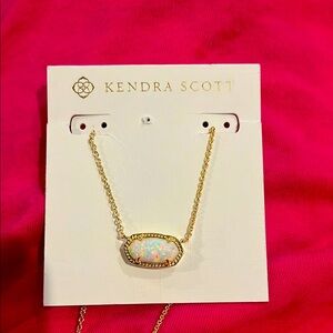 Kendra Scott Elisa Gold White Kyocera Opal Pendant Necklace